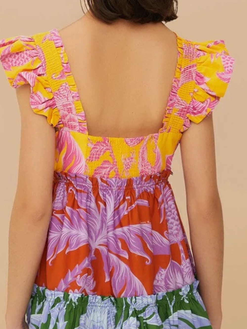 FARM Rio Multi-Color Tiered Mini Dress with Floral Print - Picture 2 of 4